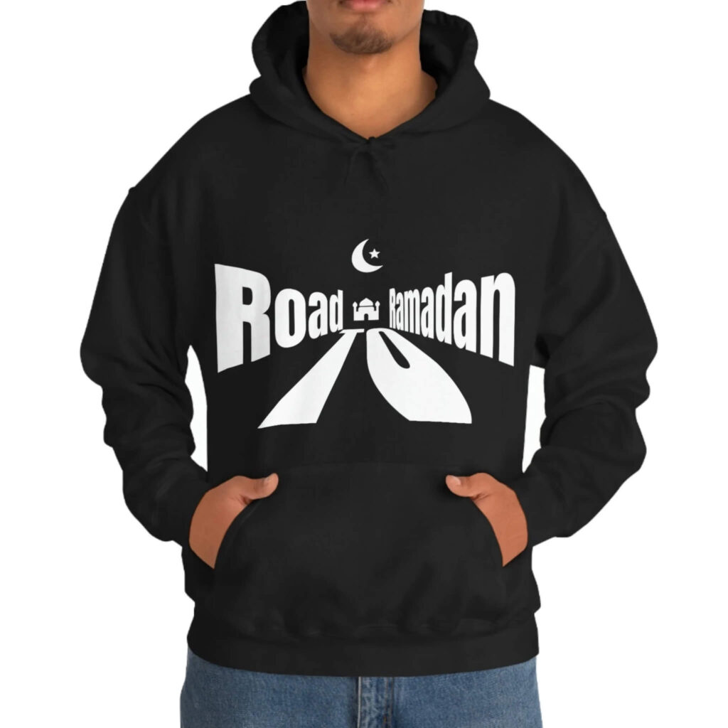A stylish hoodie featuring a design that celebrates the journey to Ramadan, perfect for the festive season.